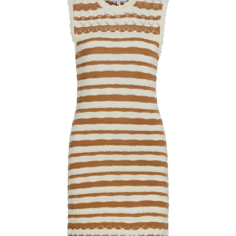 Veronica Beard Striped Mini Dress in Cream and Tan